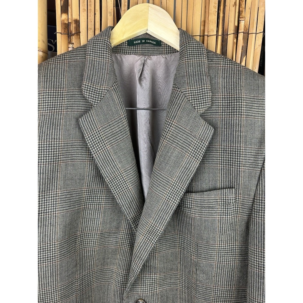 Vintage LAUREN Ralph Lauren Men's Blazer/Sport Coat 100% Wool 44L -‎ Gray Brown - Picture 2 of 16